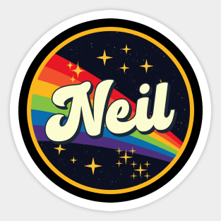 Neil // Rainbow In Space Vintage Style Sticker